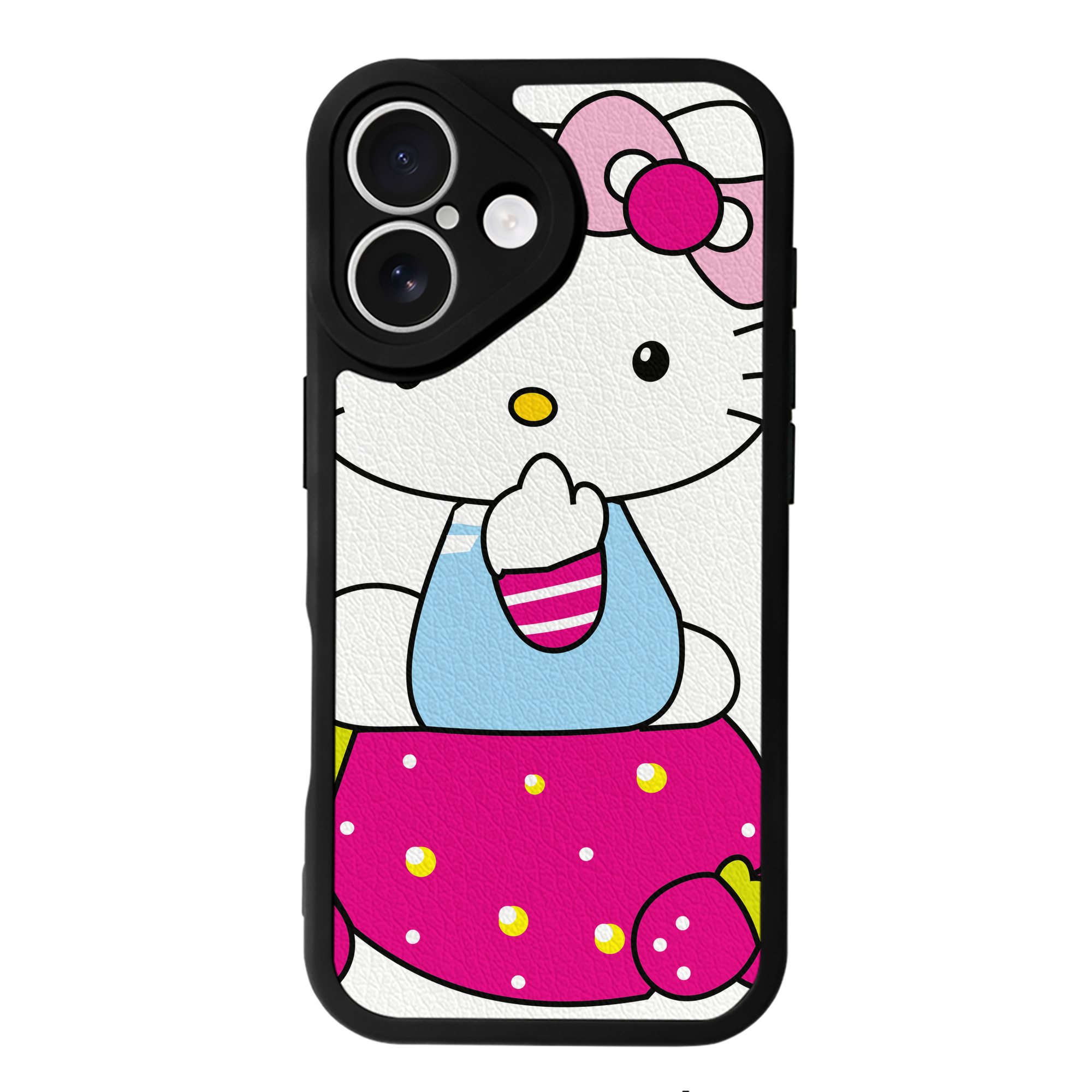 （画像用） Hello Kitty ハローキティ 【iPhone 16シリーズ対応】シリコンスマホケース（レザー調） 材質：シリコン